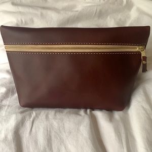 Portland leather goods xl cosmetic bag in cognac